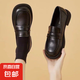 jk制服小皮鞋女2025新款夏季軟底校園樂福鞋ins百搭復(fù)古軟皮單鞋 黑色 38