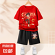 【2件套】男童套裝哪咤兒童運(yùn)動(dòng)服2025新款男大童純棉短袖兩件套 風(fēng)火輪紅+風(fēng)火哪吒K黑 130