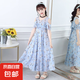 【女童連衣裙】韓版碎花公主裙夏裝兒童連衣裙童裝小女孩裙子 095藍色碎花裙 140