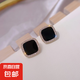 2023年款黑色方形耳環(huán)網(wǎng)紅氣質(zhì)s925耳釘女小眾設(shè)計(jì)感簡(jiǎn)約百搭耳飾 主圖款