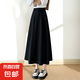 【商場(chǎng)品質(zhì)】高個(gè)西裝半身裙女2025新款夏季a字松緊高腰顯瘦傘裙 黑色-單扣-松緊腰 2XL 【134-150斤】