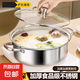 加厚食品級不銹鋼鍋清湯鍋具家用電磁爐專用吃火鍋的火鍋盆加高 【品質(zhì)款】32+蓋子+火鍋湯勺漏勺