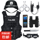 兒童警察裝備玩具套裝過家家cosplay模型玩具表演特警演出服服裝 8件套