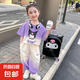 【庫洛米套裝】女孩短袖t套裝2025新款女童夏季洋氣休閑漸變 紫色 130