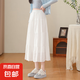 白色半身裙女2025春夏新款a字裙高腰傘裙垂墜感小個(gè)子蛋糕裙裙子 白色-小個(gè)子款 M