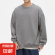 衛(wèi)衣男款重磅棉質(zhì)純色長袖上衣春秋冬男女寬松套頭T恤情侶打底衫 2004中性灰 2XL （140-160斤）