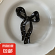黑白波點(diǎn)飄帶蝴蝶結(jié)抓夾高級(jí)感百搭鯊魚夾盤發(fā)夾子發(fā)爪優(yōu)雅發(fā)飾品 蝴蝶黑色