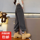 女童運(yùn)動(dòng)褲春秋2025新款女大童兒童哈倫褲寬松衛(wèi)褲女孩加絨褲子潮 RWC-K194【深灰色】春秋款 160cm