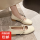 法式時尚氣質(zhì)淺口瑪麗珍鞋女2025春季新款小眾網(wǎng)面百搭溫柔單鞋潮 皮面 35 35