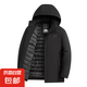 爸爸冬裝外套面包服中老年棉衣加絨加厚男士羽絨棉中年保暖棉服 15黑色 3XL 【體重145-160斤】