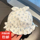 嬰兒帽子女寶寶春秋薄款嬰幼兒夏季公主可愛(ài)調(diào)節(jié)遮陽(yáng)防曬太陽(yáng)盆帽 小花朵胎帽-藍(lán)色 建議年齡1~24個(gè)月（35-46cm）