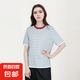 【eifini制造商】氣質(zhì)OL風百搭短袖T恤女時尚條紋圓領LB-BN200 米白 M 90-115斤