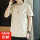 男士短袖t恤男生衣服帥氣潮流百搭韓版寬松夏季上衣半袖男裝體恤 卡其024 3XL 建議145-165斤