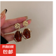 s925銀針歐美大氣復(fù)古金色耳環(huán)女2023年新款時(shí)尚名媛氣質(zhì)百搭耳飾 主圖款-焦糖色