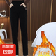 秋冬哈倫褲加絨休閑褲高腰顯瘦保暖長褲加厚收腳褲 黑色(加絨加厚) L （建議110-130斤）