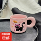 可愛貓貓杯子女生生日禮物送閨蜜馬克杯家用辦公室陶瓷水杯伴手禮 草莓貓咪陶瓷杯 400ml