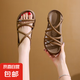 踩屎感涼鞋女款2025新款夏季外穿時(shí)尚厚底夏天配裙子高級(jí)羅馬涼拖 舒雅焯&206卡其色 37