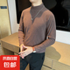 雙面德絨加厚2024秋冬新款男士內(nèi)搭長袖t恤半高領(lǐng)保暖打底體恤衫 德絨 棕色 4XL