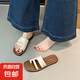 涼拖鞋女夏季外穿2025新款時(shí)尚爆款休閑軟底防滑沙灘涼鞋拇指拖鞋 杏色 38-39