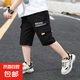 男童夏款寶寶純棉寬松工裝短褲兒童夏季褲子中大童休閑運動五分褲 黑色 150