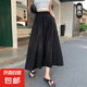 半身裙子女夏季2025新款山本文藝法式收腰中長款學(xué)院風(fēng)大擺傘裙子 黑色【山本裙】 均碼 （80-140斤）