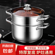 不銹鋼蒸鍋湯鍋通用煮粥雙層家用電磁爐可用蒸包子火鍋大容量煲湯 24cm蒸鍋帶蒸格