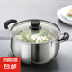 【正品】不銹鋼湯鍋蒸鍋雙耳家用電磁爐泡面奶鍋通用燃氣 26cm 高級防燙送高端可內(nèi)視蓋子