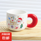 大容量圣誕馬克杯帶蓋勺可愛情侶陶瓷喝水杯送女生新年禮物杯子男 圣誕老人 1個 400ml 單杯+不銹鋼勺子