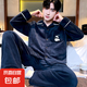 珊瑚絨睡衣男秋冬季加厚珊瑚絨套裝可外穿家居服長(zhǎng)袖秋大碼法蘭絨 深藏青熊貓男開衫 男XL碼(130斤-150斤)