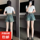 牛仔短褲女夏季新款高腰顯瘦潮流時尚百搭寬松熱褲辣妹a字超短褲 壹站大碼S162藍色 M