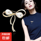 簡約蝴蝶結(jié)胸針女高檔胸花女領(lǐng)口防走光扣針開衫別針衣服配飾 金色大蝴蝶
