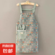 新款加厚竹節(jié)棉透氣防污圍裙家務(wù)圍裙媽媽圍兜可愛(ài)耐磨可水洗圍裙 竹節(jié)棉綠色小兔1條