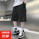 男童透氣運(yùn)動(dòng)短褲夏季薄款2025新款大童兒童夏天五分中褲男孩褲子 黑色 160