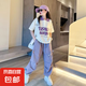 女童褲子2025夏裝新款兒童洋氣工裝褲中大童網(wǎng)紅炸街女童 KTM-K98【紫色】 150