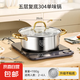 特厚304不銹鋼鴛鴦湯鍋火鍋家用燉煮加單鍋火鍋燃?xì)庠铍姶艩t專用 【復(fù)底加厚】304湯鍋 26cm