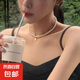 正品澳白施家珍珠項(xiàng)鏈女款秋冬新款鎖骨鏈輕奢小眾頸鏈毛衣鏈正圓 澳白6MM 50CM磁吸扣