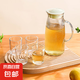 【樂唯詩】豎紋冷水壺套裝玻璃杯高顏值日式果汁杯子家用餐廳水杯 一壺二杯套裝（800ml+100ml*2）