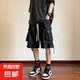 夏季工裝短褲男潮牌ins寬松休閑潮流外穿中褲百搭韓版五分褲 黑色 XL