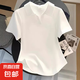 【純棉】白色短袖女裝polo衫2025新款夏季寬松上衣潮流寬松顯瘦 白色-純色 L