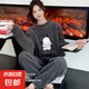 女士睡衣法蘭絨套頭秋冬款帕恰狗珊瑚絨可外穿家居服 灰色(不掉毛無靜電) 大碼121-140斤穿