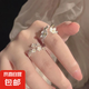 森系立體花朵戒指女銀色鳶尾花復古氣質(zhì)百搭小眾設計感開口戒 三朵小花戒指