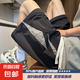 夏季休閑短褲男潮牌冰絲透氣速干薄款寬松運動跑步沙灘五分褲 黑色【K147冰絲運動短褲】 2XL 【體重145至160斤可穿】