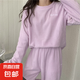 純色珊瑚絨睡衣女秋冬可外穿簡約加大碼休閑保暖家居服 【超仙】紫色 均碼（適合80-130斤）