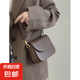 馬鞍包女2025新款高級感真皮豆腐小方包復古百搭單肩斜挎包 黑色/