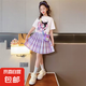 庫(kù)洛米裙子女童夏季2025新款兒童學(xué)院風(fēng)連衣裙女孩夏裝短袖jk套裝 紫色套裝 【偉鑫X8293】 140 【建議55-65斤】