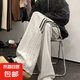 三條杠運(yùn)動(dòng)衛(wèi)褲男款春秋季2025美式高街寬松直筒男生褲子休閑長(zhǎng)褲 CL-Q28【淺灰色】 XL