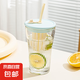 高顏值吸管杯牛奶杯辦公室茶水分離咖啡杯蓋杯 藍色 470ml 1只