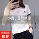 冰絲純棉短袖白t恤女夏季2025新款寬松韓版衣服撞色正肩上衣779# 0215藍(lán)領(lǐng)【冰絲棉】 XL 參考115-130斤