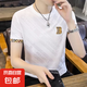 2025夏季新款冰絲男士短袖T恤夏季潮流個(gè)性半袖體恤男圓領(lǐng)上衣服 黑色 九號(hào)M42 2XL 【130-145斤】