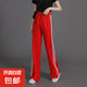 校園團(tuán)體運(yùn)動(dòng)褲運(yùn)動(dòng)褲女2025夏季寬松直筒闊腿褲高腰顯瘦休閑褲 鵬順發(fā)直筒三桿紅色 XL